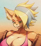 anthro big_breasts big_ears breasts cleavage clothed clothing ear_piercing female huge_breasts mohawk piercing shirt side_boob solo spillage tank_top topwear bigdad furrchan activision crash_bandicoot_(series) pirate_tawna bandicoot mammal marsupial