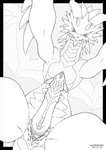 animal_genitalia animal_penis blush feral genitals horn looking_at_viewer looking_down male penile_spines penis scales solo underneath aledonrex cygames dragalia_lost mythology nintendo midgardsormr_(dragalia_lost) dragon mythological_creature mythological_scalie scalie hi_res monochrome