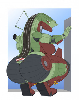 aircraft_carrier anthro areola big_areola big_breasts big_butt breasts brown_eyes butt camo_body crouching female fin gradient_background green_body looking_at_viewer looking_back machine metallic_body nipples non-mammal_breasts non-mammal_nipples not_furry nude nude_anthro nude_female overweight overweight_anthro overweight_female propeller rear_view red_body ship simple_background smile solo thick_thighs vehicle warship watercraft ndragon3 living_machine living_ship living_vehicle living_watercraft shipmorph digital_media_(artwork) hi_res