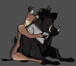 animal_genitalia anthro antlers balls barely_visible_balls barely_visible_genitalia bite_mark bite_mark_on_neck black_body black_fur black_hair black_markings blue_eyes brown_body brown_fur brown_markings contemplative dark_body dark_fur duo femboy flies_for_smell fur genitals hair happy hooves horn hug male male/male markings neck_torture orange_eyes scar sheath slightly_chubby slim spots tail tail_motion tailwag tan_body tan_markings tusks whiskers white_body white_fur yellow_body yellow_fur yellow_markings davespaceman arthropod cervine deer fly_(animal) insect mammal suid suina warthog hi_res