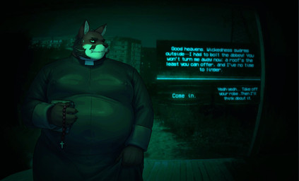 anthro beads bible_(object) clothing cross dialogue erect_nipples facial_hair gameplay_mechanics male mature_male nipple_outline nipples obese obese_anthro obese_male overweight overweight_anthro overweight_male prayer_beads priest priest_robes religion rosary solo text tight_clothing user_interface fishingmanmax bible christianity no_i'm_not_a_human canid canine fox mammal absurd_res english_text hi_res