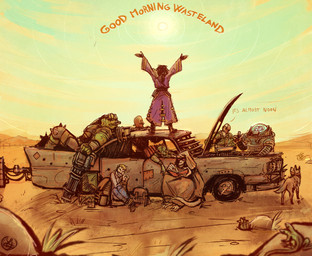 albino ambiguous_gender bound brain_dome car cloak clothed clothing desert female feral gatling_gun group gun holding_notebook holding_object machine machine_gun male minigun outside prisoner ranged_weapon standing standing_on_vehicle tail text vehicle weapon wearing_cloak leona-florianova chryslus_highwayman chryslus_motors_corporation fallout microsoft chista_(leona-florianova) dogmeat goris_(fallout) john_cassidy_(fallout) lenny_(fallout) marcus_(fallout) myron_(fallout) skynet_(fallout) sulik_(fallout) the_chosen_one_(fallout) canid canine canis deathclaw domestic_dog ghoul_(fallout) human humanoid lizard mammal reptile robobrain_(fallout) robot scalie super_mutant_(fallout) english_description english_text male_(lore)