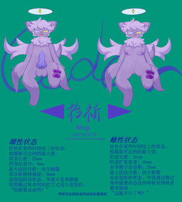anthro bluish_violet_penis female genitals knot knotted_penis male pawpads penis purple_body purple_pawpads sitting solo vulva whitefoxcedar canid canine mammal hi_res