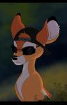 backwards_baseball_cap backwards_hat baseball_cap black_bars black_nose brown_body brown_fur clothing ear_piercing eyewear feral fur hat headgear headwear male piercing smug solo sunglasses swag young kitchiki bambi_(film) disney bambi deer mammal mule_deer new_world_deer hi_res