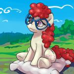 eyewear female feral glasses pillow smile solo karol_pawlinski friendship_is_magic hasbro my_little_pony twist_(mlp) earth_pony equid equine horse mammal pony 1:1 2015 hi_res