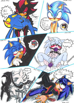 anal anal_penetration anthro anus backsack ball_gag balls bdsm big_eyes big_head black_body black_fur blue_body blue_fur blush bodily_fluids bondage bound butt butt_slap cowgirl_position cum dialogue dominant dominant_male duo erection fellatio from_front_position fur gag gagged genital_fluids genitals male male/male male_on_bottom male_on_top male_penetrated male_penetrating male_penetrating_male on_bottom on_top oral oral_penetration penetration penile penis question_mark sex sex_toy slap spanking straddling submissive submissive_male text toony vibrator shade_(artist) sega sonic_the_hedgehog_(series) shadow_the_hedgehog sonic_the_hedgehog eulipotyphlan hedgehog mammal 2007 english_text