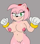 accessory anthro big_breasts black_nose bouncing_breasts breasts clothing female genitals gloves green_eyes grey_background hair_accessory hairband handwear looking_at_viewer mostly_nude mostly_nude_female nipples pussy simple_background smile solo animarose mrcold sega sonic_the_hedgehog_(series) amy_rose eulipotyphlan hedgehog mammal animated hi_res portrait three-quarter_portrait