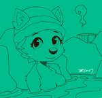 anthro breasts clothing female fur hat headgear headwear hot_spring looking_at_viewer mostly_nude smile solo steam water trc001 nickjr paw_patrol everest_(paw_patrol) canid canine canis domestic_dog husky mammal nordic_sled_dog spitz hi_res monochrome