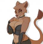 anthro anthrofied breasts claws clothed clothing collar female fully_clothed looking_at_viewer navel navel_piercing piercing simple_background solo spiked_collar spikes standing white_background danonymous disney the_lion_king vitani_(the_lion_king) felid feline lion mammal pantherine 2020 hi_res