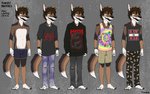 adolescent alternative_fashion anthro clothed clothing front_view fur hair male punk shirt six-stripe_rainbow_pride_colors solo standing tail text text_on_clothing text_on_shirt text_on_topwear topwear young young_anthro young_male foxmusk pantera slayer_(band) canid canine canis coyote mammal english_text model_sheet