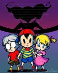 female group male not_furry text young young_female young_human young_male morphine_(artist) earthbound_(series) nintendo ana_(mother) giygas loid_(mother) ninten alien human mammal