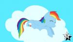 blue_body blue_feathers blue_fur cloud cutie_mark eyes_closed feathered_wings feathers female fur hair multicolored_hair multicolored_tail outside rainbow_hair rainbow_tail sky sleeping solo tail wings wodahseht friendship_is_magic hasbro my_little_pony mythology rainbow_dash_(mlp) equid equine mammal mythological_creature mythological_equine pegasus 2014 hi_res