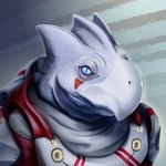 armor blue_eyes clothed clothing male markings red_markings simple_background solo corrsk no_man's_sky gek reptile scalie 1:1 bust_portrait digital_media_(artwork) hi_res portrait