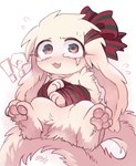 3_fingers 3_toes :3 ambiguous_gender anthro arm_tuft arms_tied big_ears big_tail blush bodily_fluids bound bow_(feature) bow_accessory bow_ribbon crotch_tuft cute_fangs ear_bow embarrassed eyelashes fangs featureless_crotch feet fingers floppy_ears fluffy fluffy_ears fluffy_tail flustered flying_sweatdrops fur gift_wrapped glistening glistening_pawpads green_bow green_ribbon head_tuft hindpaw holidays interrobang kemono long_ears long_tail looking_at_viewer lop_ears monotone_body monotone_fur monotone_tail nude open_:3 open_mouth pawpads paws pink_pawpads pupils red_bow red_ribbon semi-anthro shoulder_tuft simple_background sitting solo spiral_eyes sweat sweatdrop tail tears teeth toes tuft white_background white_body white_ears white_fur white_inner_ear white_tail mekkyaru christmas inochi_(mekkyaru) lagomorph mammal 2023 colored digital_media_(artwork) shaded signature female_(lore)