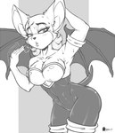 anthro armwear bodily_fluids breasts breath cleavage clothed clothing elbow_gloves female fur gloves hair half-closed_eyes hand_fan handwear narrowed_eyes open_mouth solo spread_wings sweat topwear wings marcushunter sega sonic_the_hedgehog_(series) rouge_the_bat bat mammal 2024 signature