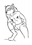 4_fingers anthro bottomwear clothed clothing female fingers fully_clothed fur hair hand_on_hip looking_aside pants simple_background solo step_pose white_background alan_foreman freefall_(webcomic) florence_ambrose bowman's_wolf canid canine canis mammal red_wolf wolf 2010 black_and_white monochrome