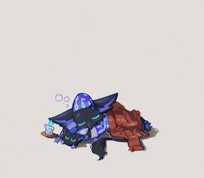 3_toes ambiguous_anthro ambiguous_gender anthro barefoot beak beak_closed big_ears biped black_beak black_body black_fur black_tail black_tail_tuft blue_blush blue_eyes blush blushlines bodily_fluids bubble candle candlestick claws clothed clothed_ambiguous clothed_anthro clothing crescent_moon duo ears_down eyes_closed feet fur hat head_on_pillow headgear headwear hindpaw jacket lying monotone_background moon mouth_closed nightcap on_front on_pillow pajamas pattern_clothing pattern_hat pattern_headgear pattern_headwear pattern_topwear pawpads paws pillow pivoted_ears purple_clothing purple_hat purple_headwear purple_inner_ear purple_pajamas purple_pawpads purple_topwear red_clothing red_jacket red_topwear semi-anthro side_view simple_background sleeping sleepwear snot snot_bubble tail tail_tuft toe_claws toes topwear tuft white_background young young_ambiguous young_anthro chaora deadlock_(game) mythology valve lil_helper_(deadlock) rem_(deadlock) avian chimera dream_creature gryphon mythological_avian mythological_creature 2026 digital_media_(artwork) english_description japanese_description