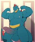 anthro balls big_penis erection genitals humanoid_genitalia humanoid_penis male musclegut muscular navel nipples pecs penis saggy_balls solo vein veiny_penis fullbodywolf nintendo pokemon bubbagatr crocodilian feraligatr generation_2_pokemon pokemon_(species) reptile scalie 5:6 absurd_res hi_res