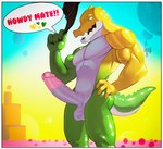anthro aroused balls big_butt big_penis border bubble butt clothing cowboy_hat erection genitals glans green_body hat headgear headwear huge_penis intersex long_penis male muscular muscular_male nude pecs penis solo tail thick_penis thick_thighs white_body white_border yellow_body spicyboi01 glitch_productions the_amazing_digital_circus gummigoo_(tadc) crocodile crocodilian reptile scalie absurd_res hi_res