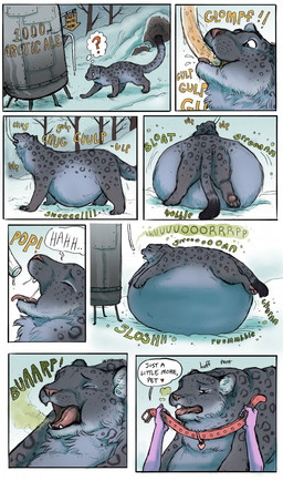 ambiguous_gender belly belly_expansion belly_on_ground big_belly bloated bodily_fluids breath burping churn collar dialogue digitigrade expansion feral hose hose_inflation immobile inflation lying lying_on_self on_front panting rumbling_stomach saliva speech_bubble weight_gain 934 felid feline mammal pantherine snow_leopard 2020 comic hi_res