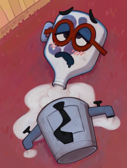 after_rape after_sex ambiguous_gender blush bodily_fluids carpet cum cum_pool detachable detachable_head eyewear floor genital_fluids glasses headless leaking_cum necktie not_furry on_ground sex solo water_cooler marsminer jackbox_games job_job the_jackbox_party_pack m._bubbles animate_inanimate 2025 digital_media_(artwork) hi_res nonbinary_(lore)