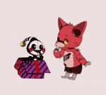 anthro duo eye_patch eyewear machine male wtgjtvju_d five_nights_at_freddy's scottgames foxy_(fnaf) security_puppet_(fnaf) animatronic canid canine fox mammal robot digital_media_(artwork) hi_res