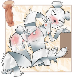 anthro anus blush blush_lines bodily_fluids breasts butt cum cum_in_vagina cum_inside cum_string duo feet female foot_focus genital_fluids genitals hand_on_butt humanoid_feet kneeling looking_pleasured male male/female nipples paper penis plantigrade tail toes vulva chokipisu cartoon_network the_amazing_world_of_gumball teri_(tawog) bear mammal paper_creature 1:1 absurd_res censored hi_res mosaic_censorship