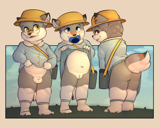 anthro balls blue_eyes bottomless bottomless_female bottomless_male butt clothed clothing clothing_lift countershading eyewear female footwear genitals glasses grass group hat headgear headwear innie_vulva loli looking_at_viewer male navel notched_ear object_in_mouth open_mouth outside pacifier pacifier_in_mouth penis plant presenting presenting_hindquarters presenting_penis presenting_vulva red_eyes shota shoulder_bag slightly_chubby slightly_chubby_female slightly_chubby_male small_penis socks toddler tongue tongue_out trio vulva yellow_eyes young young_anthro young_female young_male battler ruby_lareme_(battler) sapphire_lareme_(battler) the_lareme_triplets_(battler) topaz_lareme_(battler) canid canine canis mammal wolf 5:4 absurd_res hi_res brother_(lore) sibling_(lore) sister_(lore)