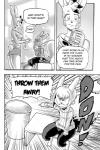 angry anthro bandage breasts clothed clothing comic cookie_(furryfight_chronicles) daigaijin dialogue duo english_text female furryfight_chronicles hi_res lagomorph leporid mammal monochrome muko rabbit rodent sciurid speech_bubble text tree_squirrel under_boob