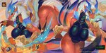 anthro big_breasts breasts curvy_figure featureless_breasts female fur hair horn looking_at_viewer non-mammal_breasts nude smile smoke solo tail thick_thighs wide_hips wings amethystdust league_of_legends mythology riot_games tencent shyvana dragon mythological_creature mythological_scalie scalie hi_res
