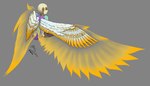 alternate_universe ambiguous_gender bone clothed clothing energy_wings folded_wings skeleton solo spread_wings unusual_anatomy unusual_wings wings yellow_eyes zeryxis undertale_(series) sans_(undertale) humanoid monster hi_res