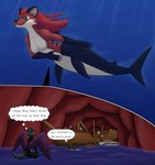 anthro boat dialogue female internal macro male micro organs sea split_form stomach surf text vehicle vore water watercraft wetsuit madraoluv2 narrsvans canid canine fox hyena mammal marine merfolk comic english_text hi_res