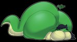 big_breasts big_butt big_tail black_outline breasts butt huge_breasts huge_butt hyper hyper_breasts hyper_butt lying lying_on_breasts outline overweight slightly_chubby tail white_outline snekkobean amy_alethino slitherspawn 2024 alpha_channel hi_res