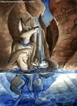 anthro bottomwear canyon clothing jewelry loincloth male shorts solo tail tribal water amara_telgemeier canid canine fox mammal 1997