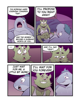 2_penises anthro balls bed blush bodily_fluids clothing cum cum_from_penis cum_on_bedding cum_on_chest cum_on_clothing cum_on_face cute_fangs determined dialogue duo ellipsis erection fangs flaccid fur furniture genital_fluids genitals green_body green_fur green_hair green_penis grey_body grey_penis hair humanoid_genitalia humanoid_penis inside lounging male male/male mitten_hands multi_genitalia multi_penis nipples non-mammal_nipples on_bed open_mouth penis shirt smile speech_bubble sweat tank_top teary_eyes teeth text topwear whiskers t0l0k isaac_(t0l0k) ted_(t0l0k) aquatic domestic_cat felid feline felis fish mammal shark comic english_text hi_res