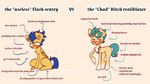 blue_hair blue_tail bodily_fluids crying feral fur hair humor male orange_eyes sash smile solo tail tears text turquoise_hair turquoise_tail white_body white_fur wings yellow_body yellow_fur sockiepuppetry friendship_is_magic hasbro mlp_g5 my_little_pony mythology virgin_vs._chad flash_sentry_(mlp) hitch_trailblazer_(mlp) earth_pony equid equine horse mammal mythological_creature mythological_equine pegasus pony 16:9 english_text meme multiple_images widescreen