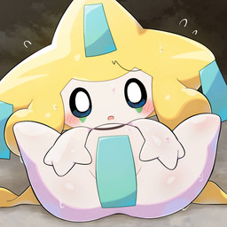blush bodily_fluids female female_humanoid front_view glistening glistening_body looking_at_viewer lying multicolored_body on_back pussy_tape solo spread_legs spreading sweat tape white_body yellow_body lucky777 nintendo pokemon generation_3_pokemon humanoid jirachi legendary_pokemon pokemon_(species) 1:1 2026 absurd_res digital_drawing_(artwork) digital_media_(artwork) hi_res shaded soft_shading