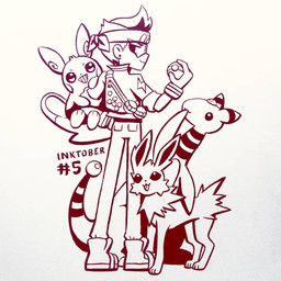 ambiguous_gender backpack blep bottomwear bracelet clothed clothing eyewear feral footwear glasses group holding_object holding_pokeball jacket jewelry male pants pokeball rolled_up_sleeves shoes simple_background smile tongue tongue_out topwear white_background 90percentdenny 90_percent_studios cool_kid_cody inktober nintendo pokemon cody_(ckc) ampharos eeveelution generation_1_pokemon generation_2_pokemon human jolteon mammal pokemon_(species) raichu 1:1 2018 monochrome