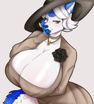 5_fingers anthro big_breasts black_rose blue_body blue_fur blue_lips blue_nose blush breasts clothed clothing cosplay curvy_anthro curvy_female curvy_figure dress female fingers flower fur gem grey_eyes hair hat headgear headwear hourglass_figure hourglass_figured_anthro hourglass_figured_female huge_breasts hyper hyper_breasts jewelry lips looking_at_viewer necklace pearl_(gem) pearl_necklace plant rose_(flower) solo sun_hat sundress white_body white_fur white_hair wide_brim_hat wide_hipped_anthro wide_hipped_female wide_hips exrabbits capcom resident_evil alcina_dimitrescu darbo bow_experiment_(resident_evil) cadou_host_(resident_evil) canid canine canis domestic_dog husky mammal nordic_sled_dog spitz vampire absurd_res hi_res