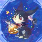 ambiguous_gender candy clothing costume dessert duo feral food fruit holidays kemono lollipop magic_user open_mouth plant pumpkin red_eyes mabo_(artist) halloween domestic_cat felid feline felis mammal mouse murid murine rodent