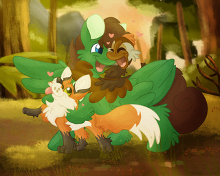affectionate beak belly black_feet black_nose black_paws blue_eyes branch brown_body brown_eyes brown_feathers brown_mane brown_tail ear_markings eyes_closed feathers feet feral fluffy fluffy_chest fluffy_tail forest forest_background fur grass green_body green_fur group hair happy heart_symbol hearts_around_head hooves hug hugging_another leaning leaning_on_another leg_markings looking_at_another male male_feral mane markings multicolored_body multicolored_fur nature nature_background one_eye_closed open_mouth orange_body orange_feather_hair orange_feathers orange_fur orange_hair orange_tail outside paws petting petting_body plant raised_paw riding_on_back smile smiling_at_another smiling_at_each_other socks_(marking) story_included tail tail_markings tongue tongue_out tree tree_trunk trio two_tone_body two_tone_fur two_tone_tail using_wings white_belly white_body white_face white_feathers white_fur white_tail wing_hug wings yellow_eyes euspuche dreamworks hasbro my_little_pony mythology the_wild_robot brightbill_(the_wild_robot) fan_character fink_(the_wild_robot) pine_thunderoak anatid anseriform anserine avian bird canid canine equid equine fox goose horse mammal mythological_creature mythological_equine pegasus pony red_fox true_fox 5:4 colored crossover digital_media_(artwork) hi_res story story_in_description