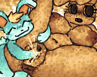 anthro areola belly big_areola big_belly big_breasts blonde_hair blue_body blue_fur blush blush_lines bodily_fluids body_blush breasts butt duo ejaculation expressionless eyelashes eyes_closed female femboy fisting fisting_partner fluffy fluffy_tail freckled_arms freckled_breasts freckled_butt freckled_chest freckled_face freckled_legs freckled_thighs freckles fur genital_fluids genitals hair hollow_eyes hugging_leg leg_grab male male/female multicolored_body nude orange_areola orange_body orange_fur orange_vulva orgasm paws penetration rabbit_ears raised_leg sex simple_background slightly_chubby slightly_chubby_female smile tail thick_thighs vaginal_fluids vaginal_fluids_on_hand vaginal_squirting vulva vulva_blush white_body white_fur yellow_background scaliescum animal_crossing nintendo coco_(animal_crossing) sasha_(animal_crossing) lagomorph mammal