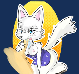 abstract_background anthro blue_eyes bodily_fluids bottomless breasts butt claws clothed clothing duo erection faceless_character faceless_male fellatio female fur genitals hair hand_between_legs kneeling male male/female nipples oral penile penis saliva sex shirt shirt_down smile solo_focus tongue tongue_out topwear white_body white_fur white_hair damn_lasso_tool animal_crossing nintendo whitney_(animal_crossing) arctic_wolf canid canine canis human mammal wolf 2015 alpha_channel