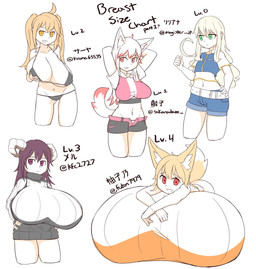 big_breasts blonde_hair breast_size_difference breasts cleavage clothed clothing female green_eyes group hair horn huge_breasts hyper hyper_breasts midriff navel open_mouth pink_eyes purple_eyes purple_hair red_eyes side_boob simple_background smile tail text thick_thighs white_hair yellow_eyes sakanadaze animal_humanoid canid canid_humanoid canine canine_humanoid fox_humanoid horned_humanoid human humanoid mammal mammal_humanoid absurd_res character_request english_text hi_res japanese_text