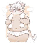 anthro belly blush briefs brown_body brown_fur bulge clothing eyebrows fur hair heterochromia male navel overweight overweight_male solo thick_eyebrows thick_thighs tighty_whities topknot towel underwear white_briefs white_clothing white_hair white_underwear young young_anthro one_oneyyy lifewonders tokyo_afterschool_summoners masashi_(tas) canid canine canis domestic_dog mammal absurd_res hi_res