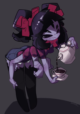 5_eyes 6_arms accessory bangs bedroom_eyes bent_over beverage black_clothing black_eyes black_hair black_legwear black_sclera black_thigh_highs blue_bottomwear blue_clothing blue_shorts blunt_bangs bottomwear bow_(feature) bow_accessory bow_ribbon bow_tie breasts butt closed_smile clothed clothed_female clothed_humanoid clothing container cup cute_fangs eyelashes fangs female female_humanoid fingers fully_clothed fully_clothed_female fully_clothed_humanoid hair hair_accessory hair_bow hair_ribbon hand_on_leg hand_on_own_leg holding_object holding_plate leaning leaning_forward legwear looking_at_viewer mouth_closed multi_arm multi_eye multi_limb narrowed_eyes one_fang pigtails plate pouring purple_body purple_skin red_bow red_bow_tie red_clothing red_shirt red_topwear ribbons seductive shirt short_hair short_sleeves shorts small_breasts smile smiling_at_viewer smug solo tea tea_cup teapot teeth thigh_highs topwear twin_bows twin_hair_bows imerald undertale undertale_(series) muffet animal_humanoid arachnid arachnid_humanoid arthropod arthropod_humanoid humanoid spider spider_humanoid hi_res signature