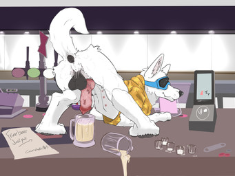 alcohol anatomically_correct anatomically_correct_genitalia anatomically_correct_penis animal_genitalia animal_penis anus balls bar bartender beer beverage bodily_fluids butt canine_genitalia canine_penis clothing container cum cum_in_a_cup cum_in_container cup drinking_glass erection exhibitionism eyewear feral genital_fluids genitals glass glass_container glass_cup glasses goggles implied_pee knot knotted_penis knotting male multi_nipple nipples paws penis presenting presenting_anus presenting_hindquarters public saggy_balls shirt shot_glass solo topwear urine urine_in_mouth watersports consensualcanine rexthenurse ws blake_(consensualcanine) canid canine canis domestic_dog german_shepherd herding_dog mammal pastoral_dog 4:3 absurd_res hi_res