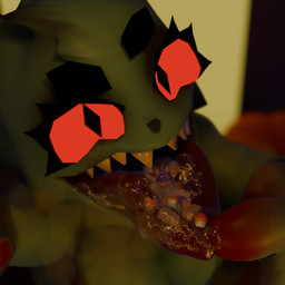 anthro big_tongue bodily_fluids breasts candy cleavage clothed clothing dessert duo female finger_on_tongue food larger_female looking_at_viewer macro male mouth_play oral saliva saliva_on_tongue sharp_teeth size_difference smaller_male teeth tongue tongue_out vore silly_roll lucky_(silly_roll) felid feline imp mammal undead zombie 1:1 3d_(artwork) digital_media_(artwork)