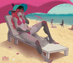 5_toes anthro beach bikini chair clothing covering covering_mouth covering_own_mouth covering_self dessert feet female food furniture gradient_hair hair hat headgear headwear humanoid_feet ice_cream lounge_chair outside pink_hair plantigrade silhouette solo summer swimwear toes two-piece_swimsuit cookie_choo regine_leblanc canid canine fox mammal red_fox silver_fox true_fox absurd_res hi_res trans_(lore) trans_woman_(lore)