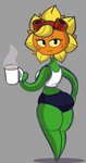 beverage bottomwear breasts butt clothed clothing coffee coffee_mug container crop_top cup female flower holding_object hotpants looking_at_viewer looking_back not_furry plant shirt shorts simple_background solo topwear yellow_sclera jalpunny electronic_arts plants_vs._zombies plants_vs._zombies_heroes popcap_games solar_flare_(pvz) elemental_creature elemental_humanoid flora_fauna flower_creature humanoid plant_humanoid sunflower_(pvz) 2020 digital_media_(artwork) hi_res unavailable_at_source